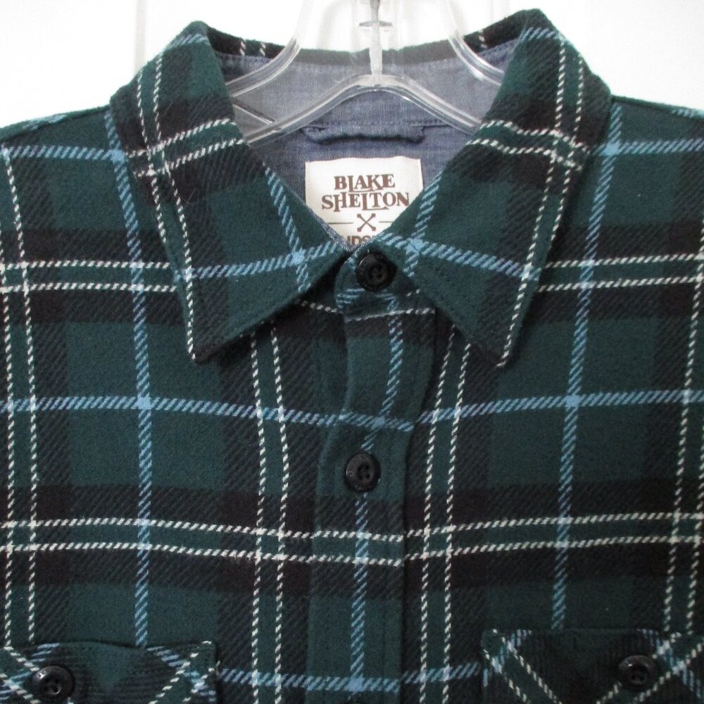 Blake Shelton for Lands' End Mens L/S Green Winter-weight Flannel Shirt NWOT - M